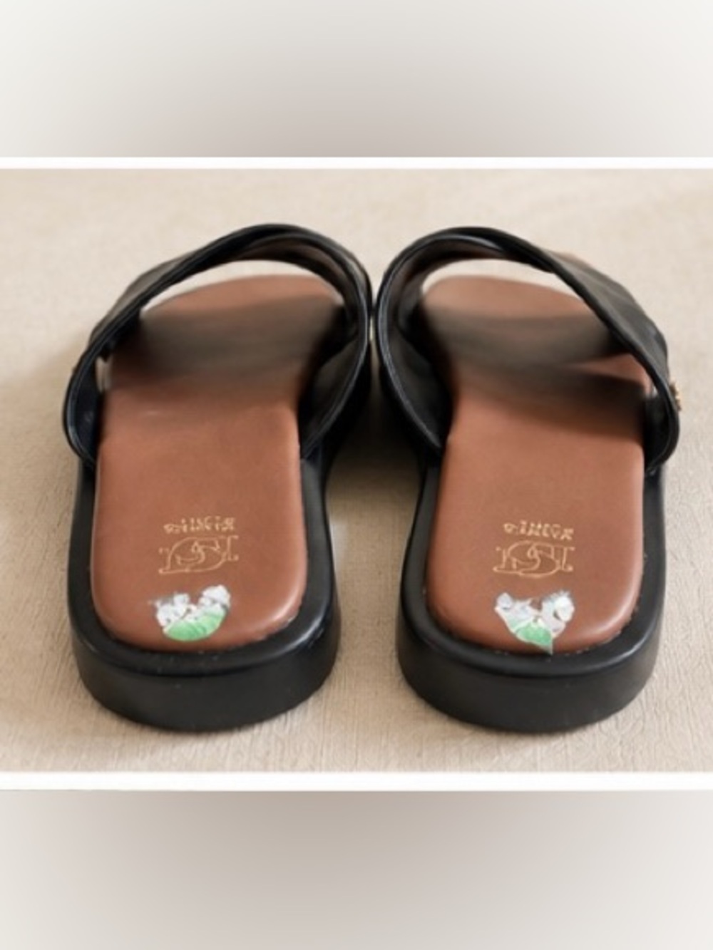 Dune London Black Cross Strap Slide Sandals Size 9 - Picture 4 of 6